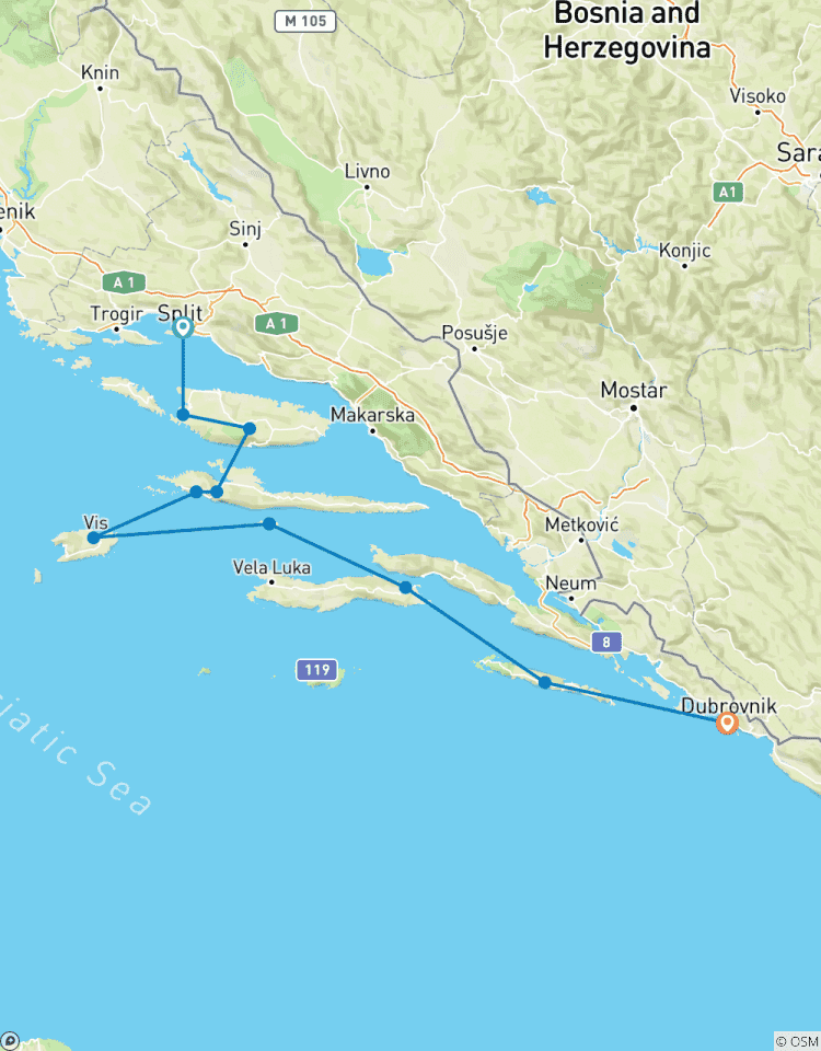 Pride Sailing in Croatia (from Split to Dubrovnik) Tour