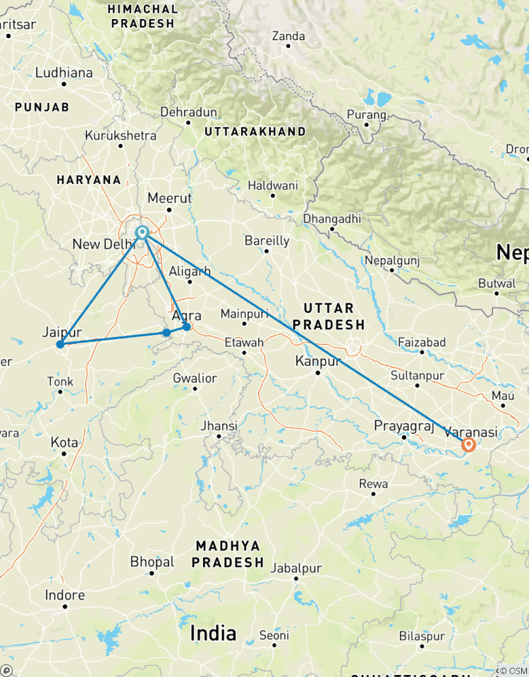 Au départ de Delhi : 6 nuits et 7 jours de visite d\'Agra- Jaipur- Delhi et Varanasi circuit