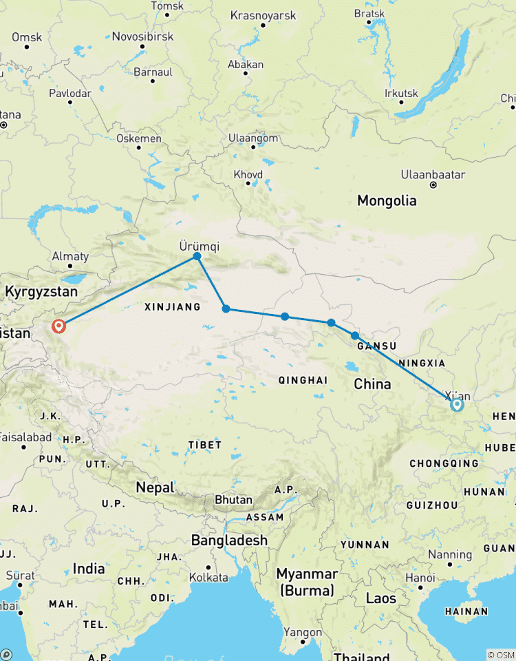 Circuito Ruta de la Seda china 10 días: Xian, Zhangye, Jiayuguan, Dunhuang, Turpan, Urumqi, Kashgar