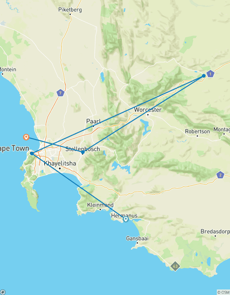 Le Cap. Excursions de 5 jours : Plongée avec les requins & Péninsule du Cap & Dégustation de vin & Robben Island & Aquila Safari Tour circuit