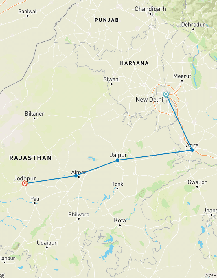 Triangle d\'or avec la ville bleue de Jodhpur et Pushkar circuit