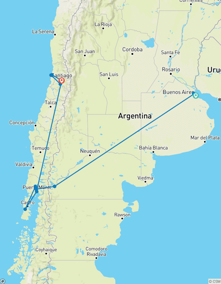 Circuito Argentina y Chile con travesía de los lagos