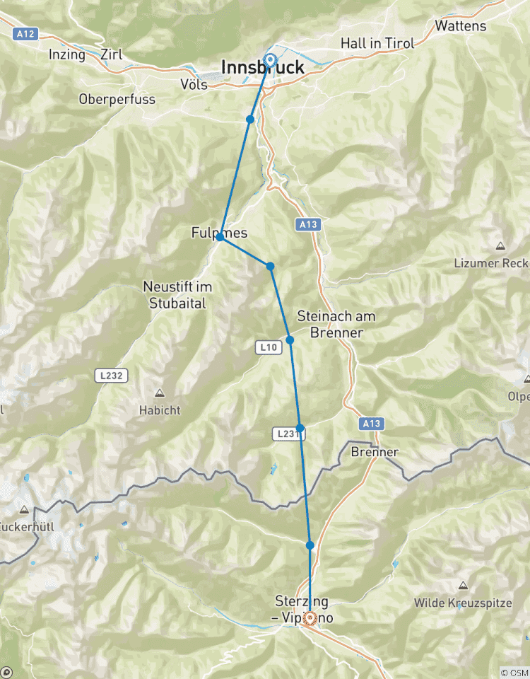 Trekking à travers les Alpes d\'Innsbruck à Sterzing circuit