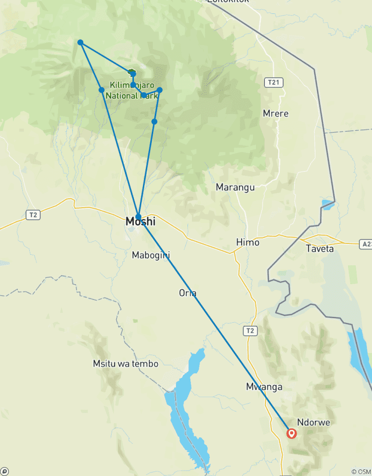 Kilimandscharo Besteigung über die Machame Route 7 Tage Rundreise