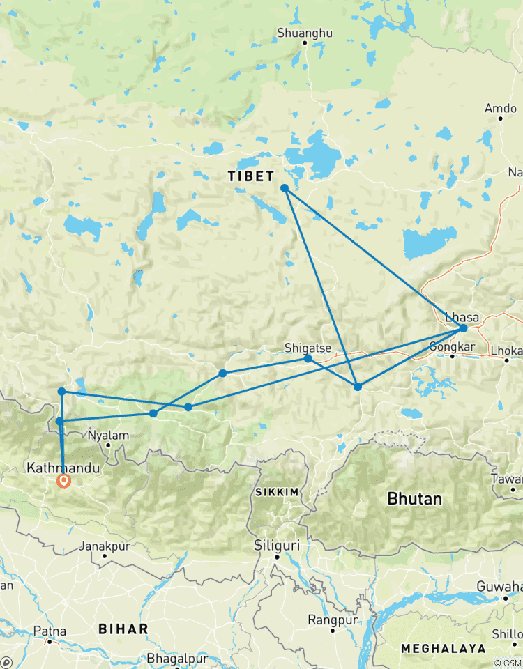 Budget Tibet Overland Tour Fixe le départ circuit