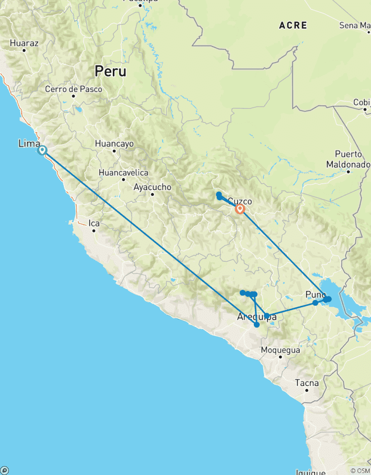 8 dagen volledig zuid Peru :. Lima - Arequipa - Titicacameer - Cusco-rondreis