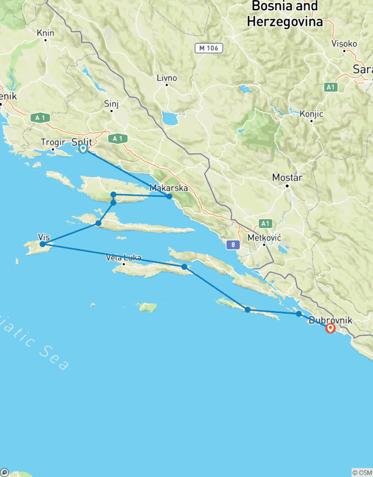 Adriatic Explorer from Split (Premium Plus) - 8 days Tour