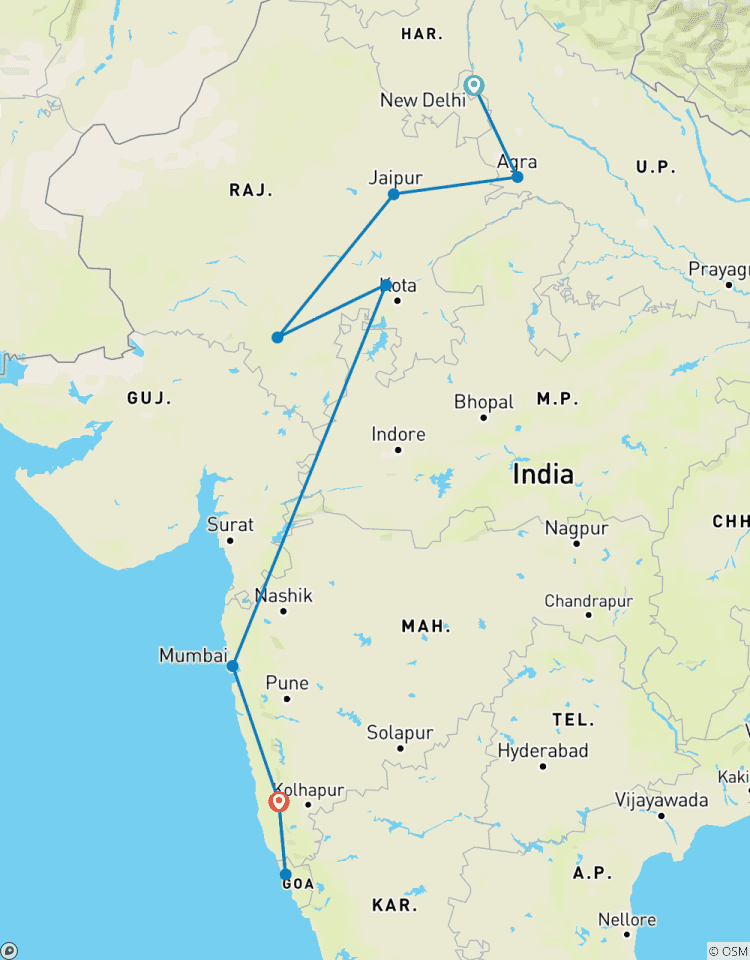New Delhi - Rajasthan avec Goa en train - 14 jours circuit