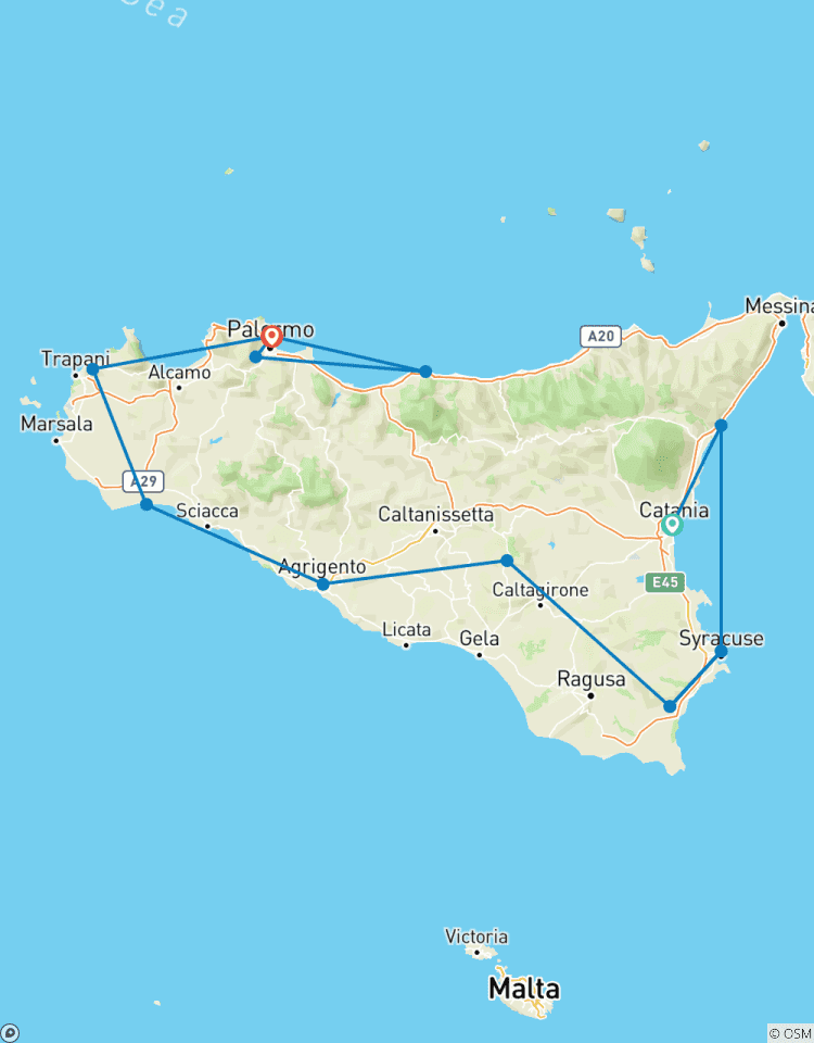 Circuito Recorrido exclusivo por Sicilia de 7 días - Máximo 6 personas - Incluye: Pernoctaciones, Transporte de lujo, Visitas guiadas