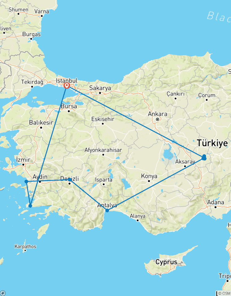 Circuito Viaje de 13 días por los Patrones de Turquía desde/hacia Estambul en avión