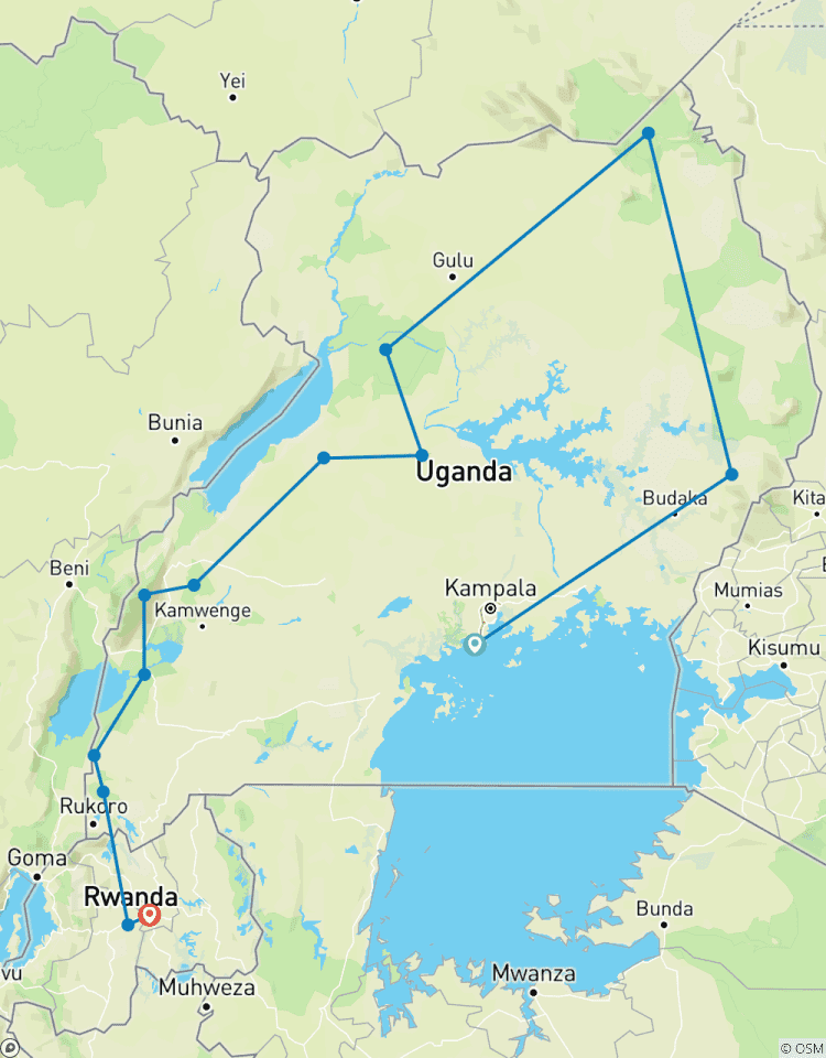 Circuito 16 días de safari intenso y aventurero por las mágicas Uganda y Ruanda - circuito privado