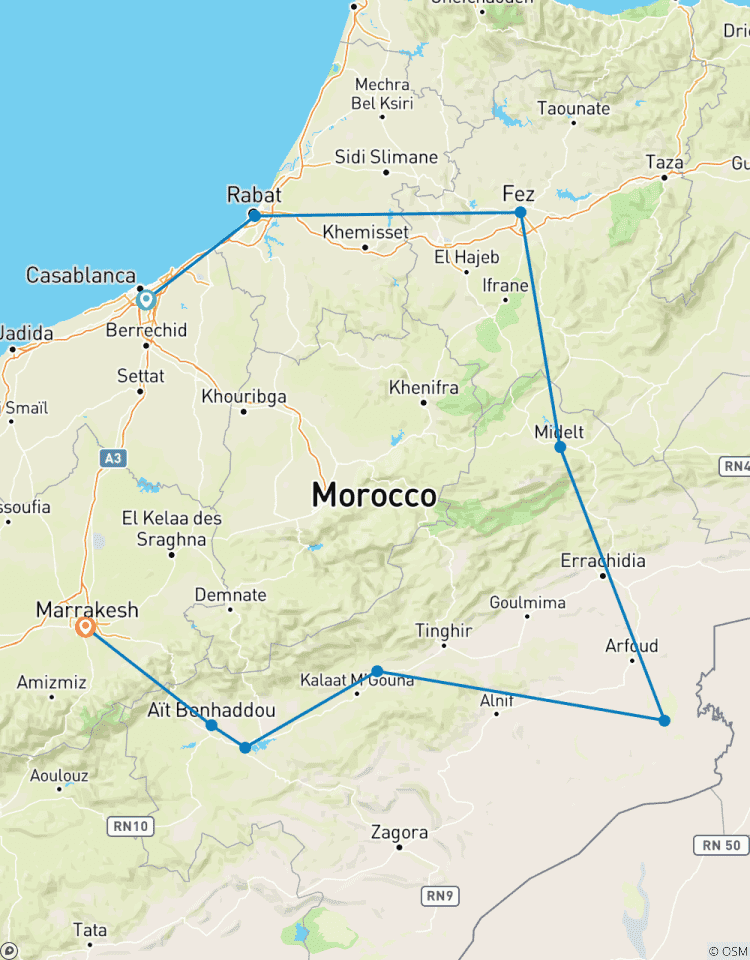 3-Day Casablanca to Merzouga Desert Tour with Camel Trek Tour