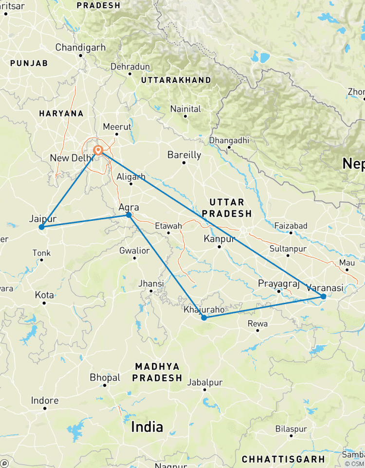 Circuit enchanteur de 9 jours dans le Triangle d\'Or avec Varanasi et Khajuraho (TOUT COMPRIS) circuit