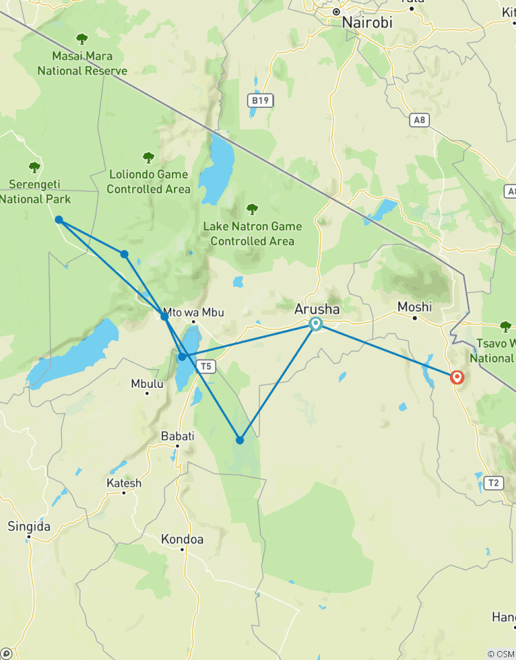 Safari de 5 jours à mi-parcours du meilleur de la Tanzanie circuit