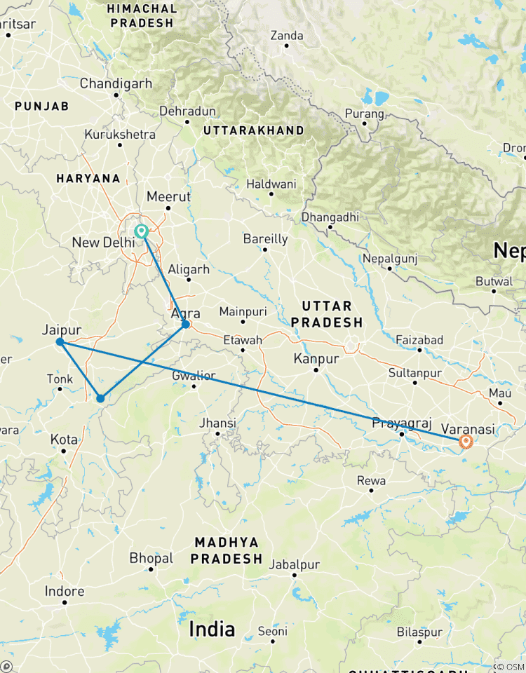 Golden Triangle with Ranthambore Wildlife Safari With Varanasi 4 Star Hotels Tour