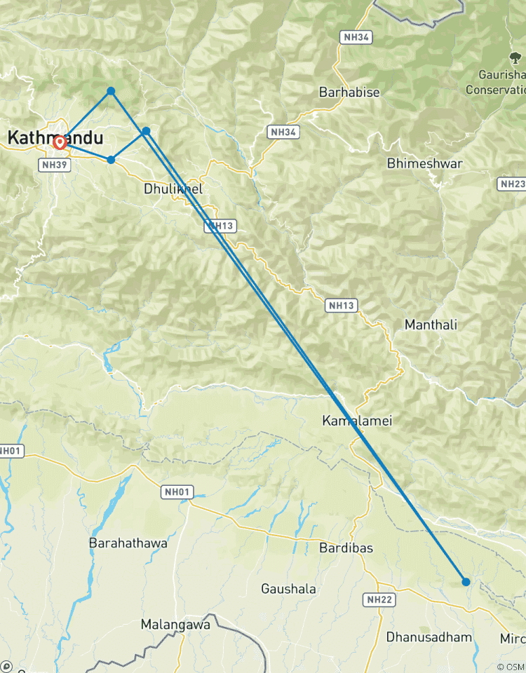Trek autour de la vallée de Katmandou avec visite de Bhaktapur circuit