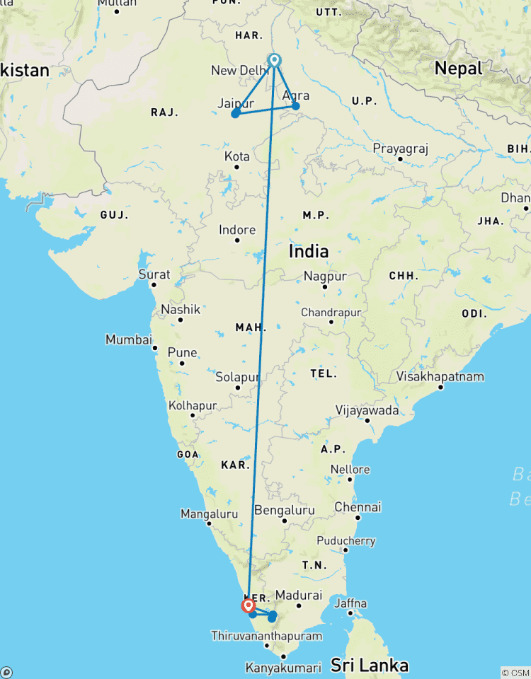 Circuito Triángulo de Oro con Kerala, Supersalvador