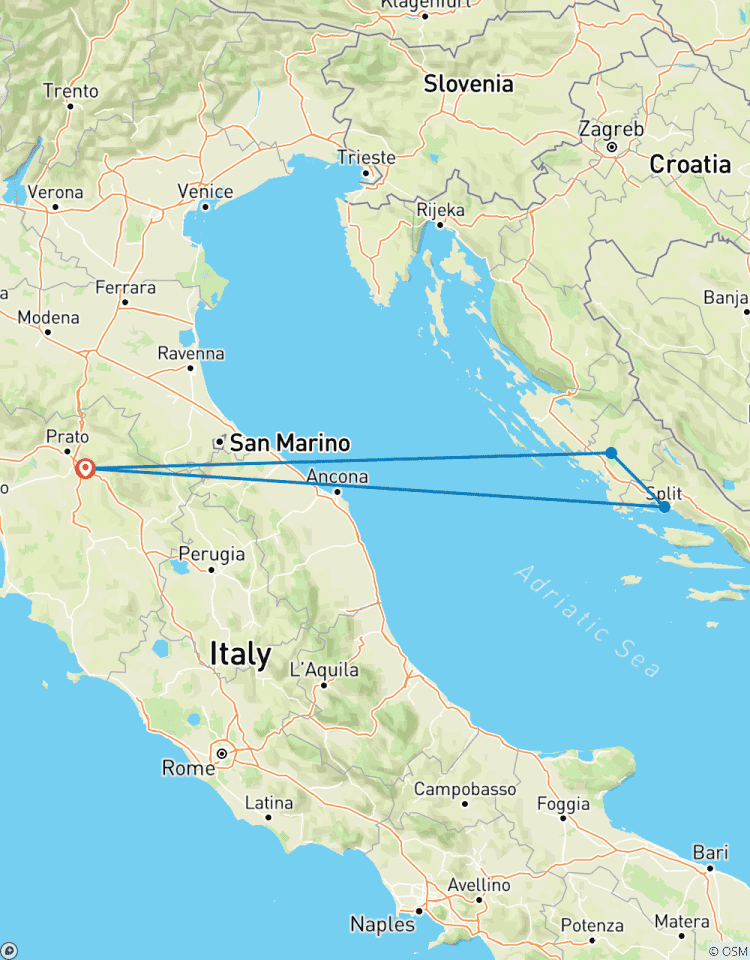 De Florence à la Croatie - Transport aller- retour Smart Pack circuit