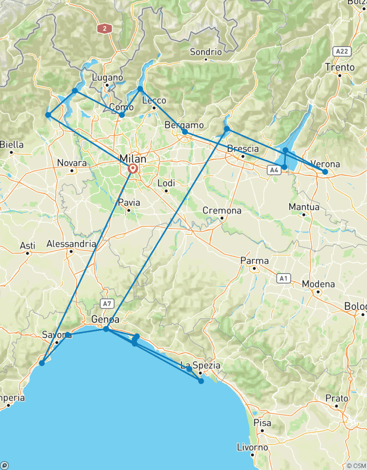 7 Days Northern Lakes and Italian Riviera Tour - from Milan Tour