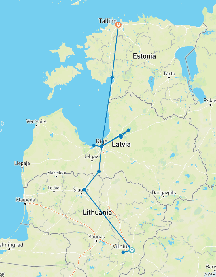 Les points forts de la Baltique en 8 jours (Vilnius - Riga - Tallinn) circuit
