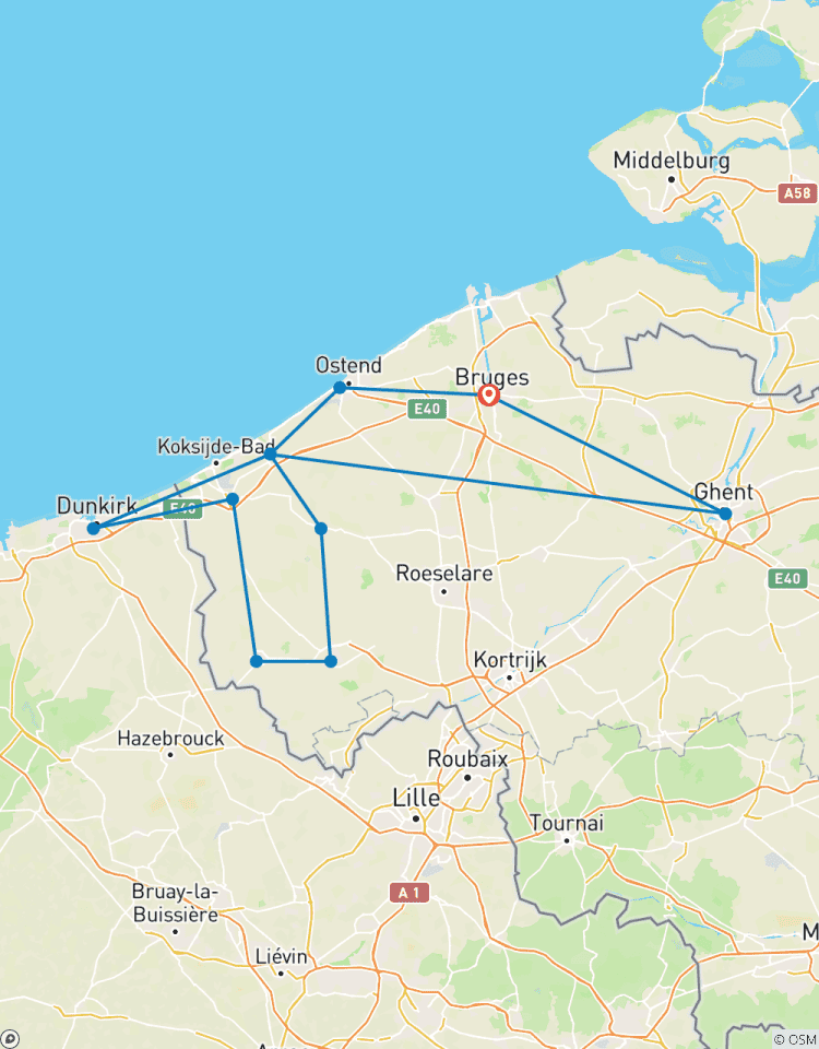Flandre occidentale / Trois pays (une semaine) circuit