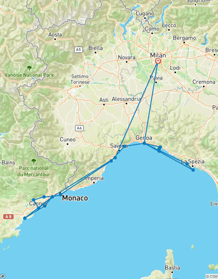 7 Days Italian Riviera and French Coast Tour - from Milan Tour