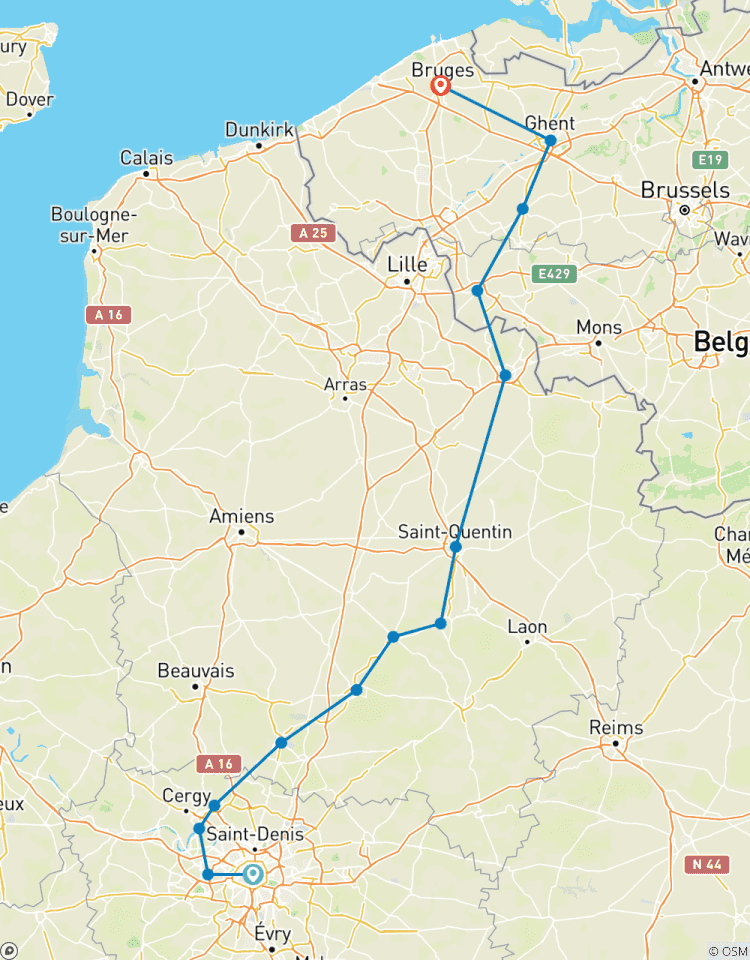 De Paris à Bruges - Brugge, Bike et Barge en France et en Belgique circuit