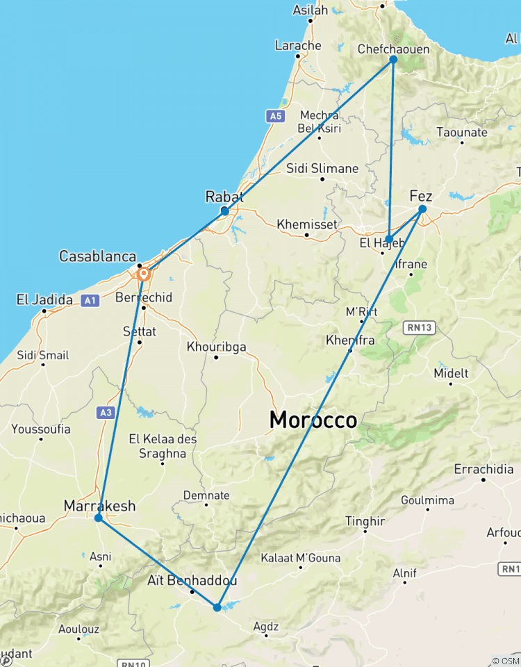 MOROCCO – Casablanca to Chefchaouen Tour