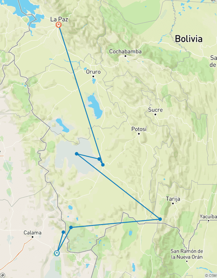 Circuito Overland San Pedro de Atacama a Uyuni fin en La Paz (7 Días)