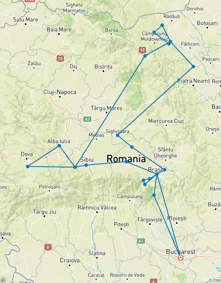 Circuit privé de 9 jours en Transylvanie et Bucovine dans la Roumanie historique avec prise en charge et retour à l\'hôtel circuit