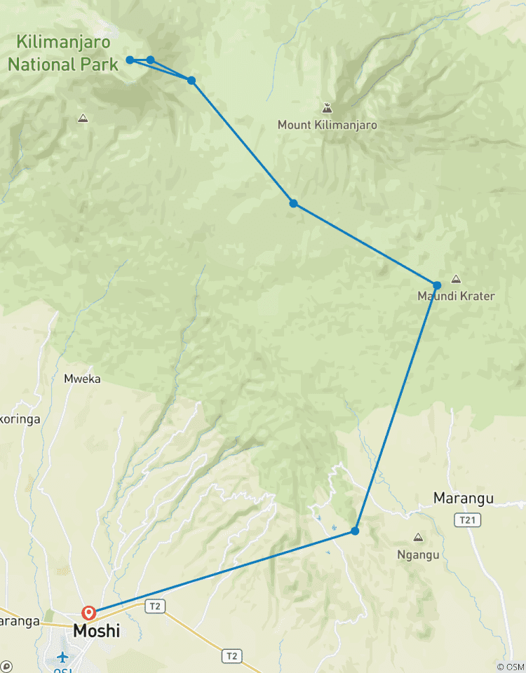 Circuito Kilimanjaro escalada ruta Marangu - 5 días