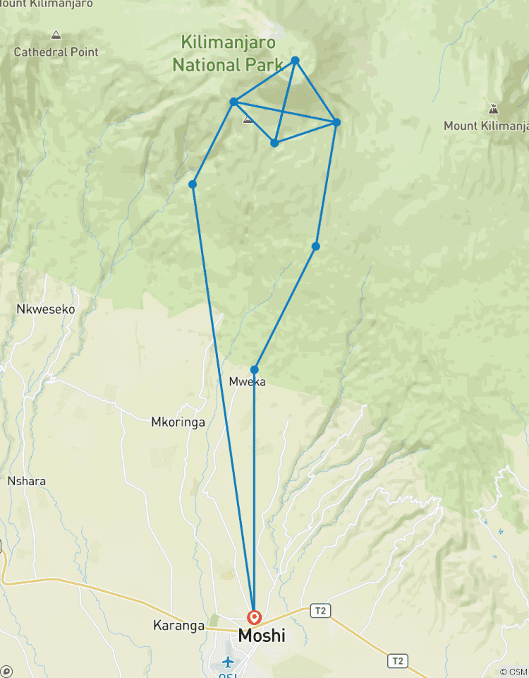 Circuito Subida al Kilimanjaro ruta umbwe 6 días