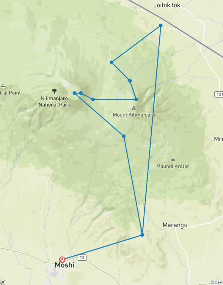 Circuito Kilimanjaro ascensión ruta rongai 6 días