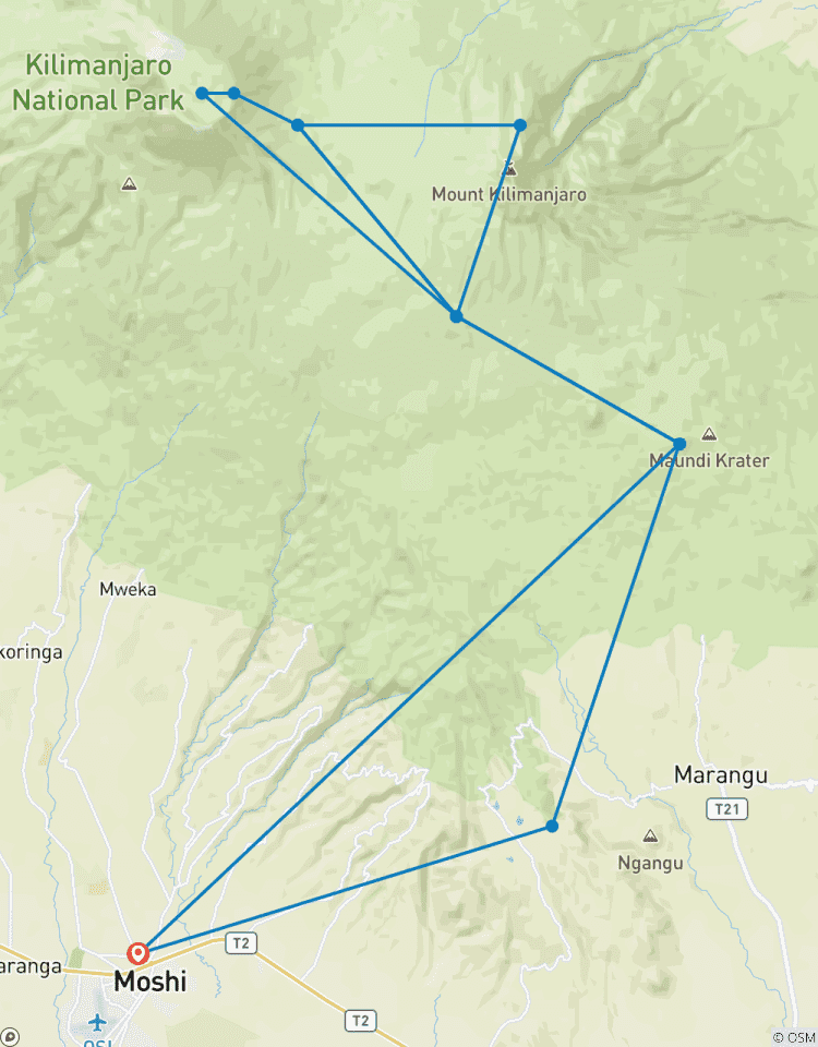 Circuito Kilimanjaro ascensión ruta Marangu 6 días