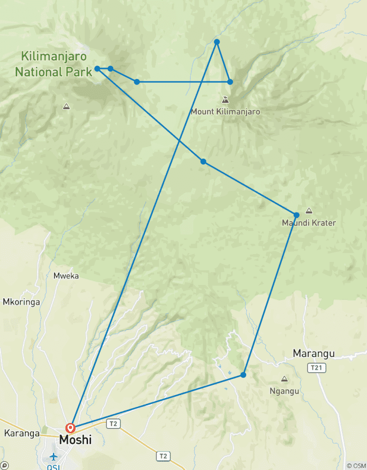 Circuito Kilimanjaro en escalada por la ruta rongai 7 días
