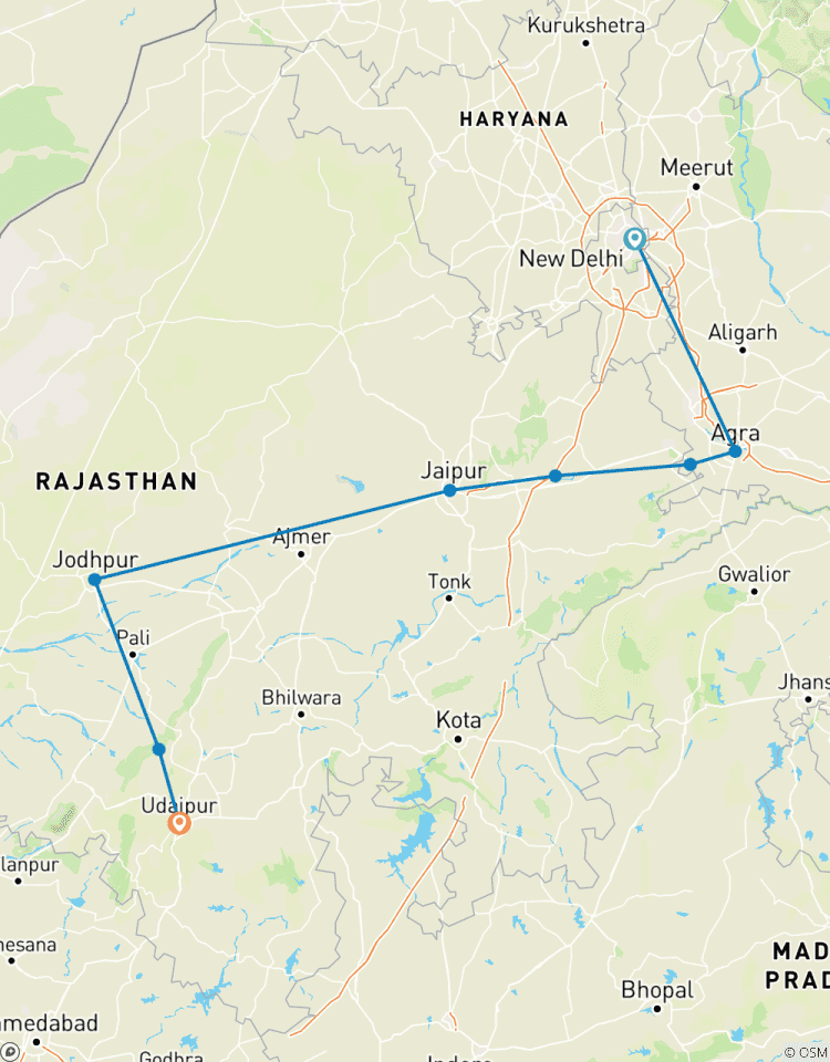 9 Daagse Gouden Driehoek Tour met Jodhpur en Udaipur (Taj Mahal bij zonsopgang/ondergang) - Delhi Agra Jaipur Jodhpur Udaipur Tour-rondreis