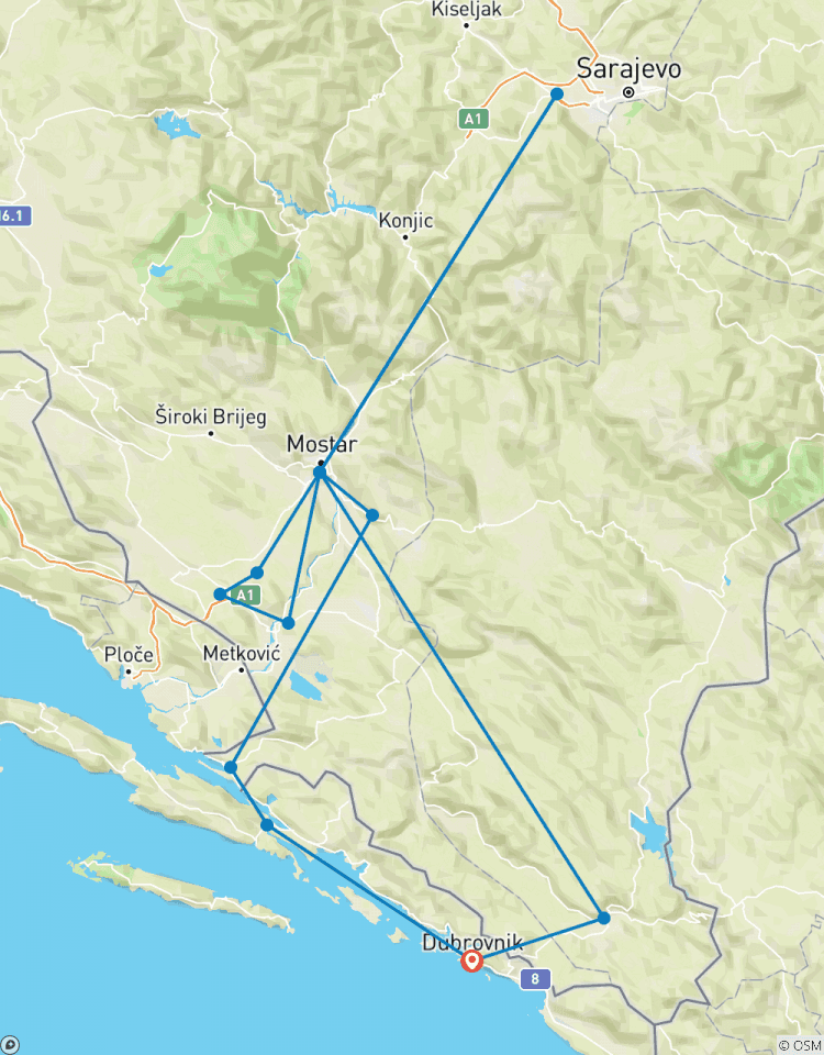 Circuito De Dubrovnik a Bosnia descubriendo en 7 días