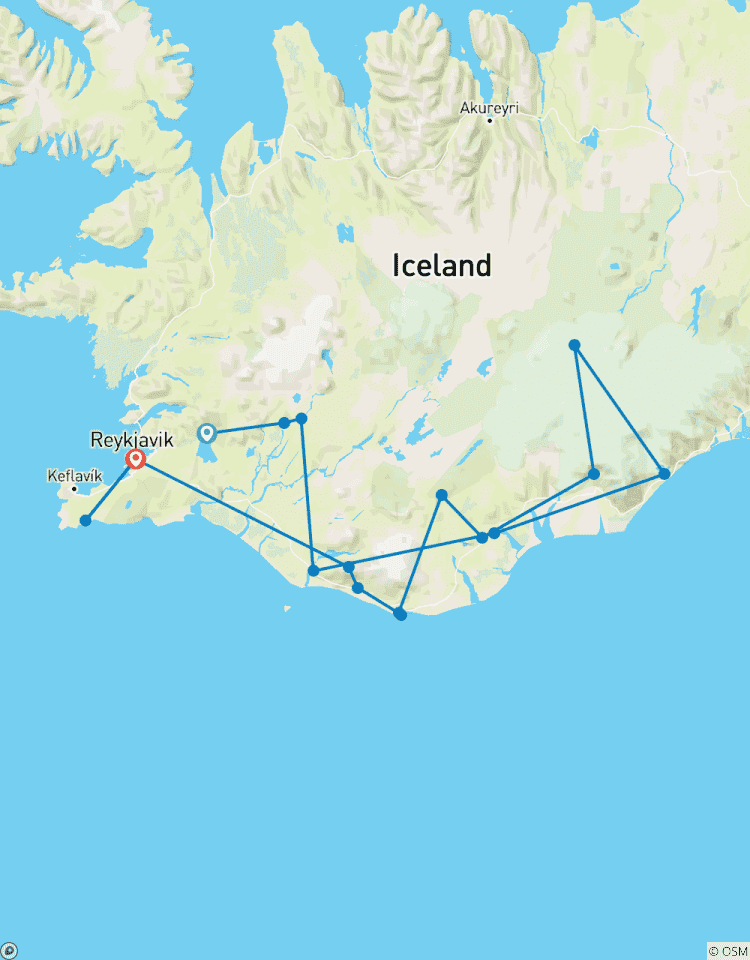 4 jours - Trek volcanique, Cercle d\'or, Côte sud, Jökulsárlón et grotte de glace circuit