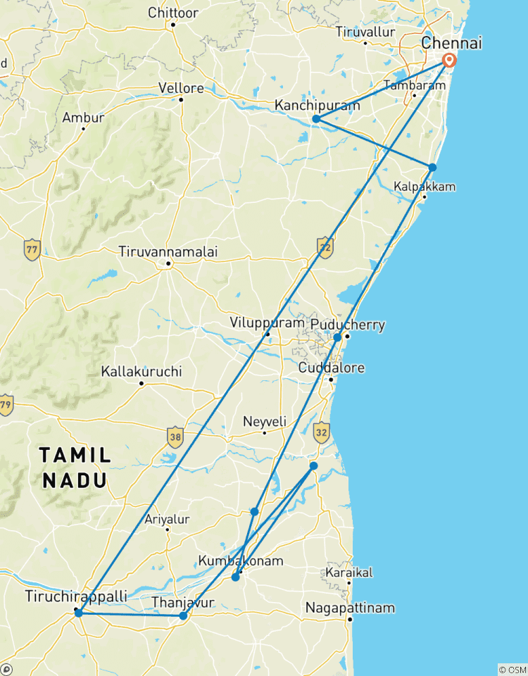 Pondicherry, Thanjavur & Trichy Rundreise