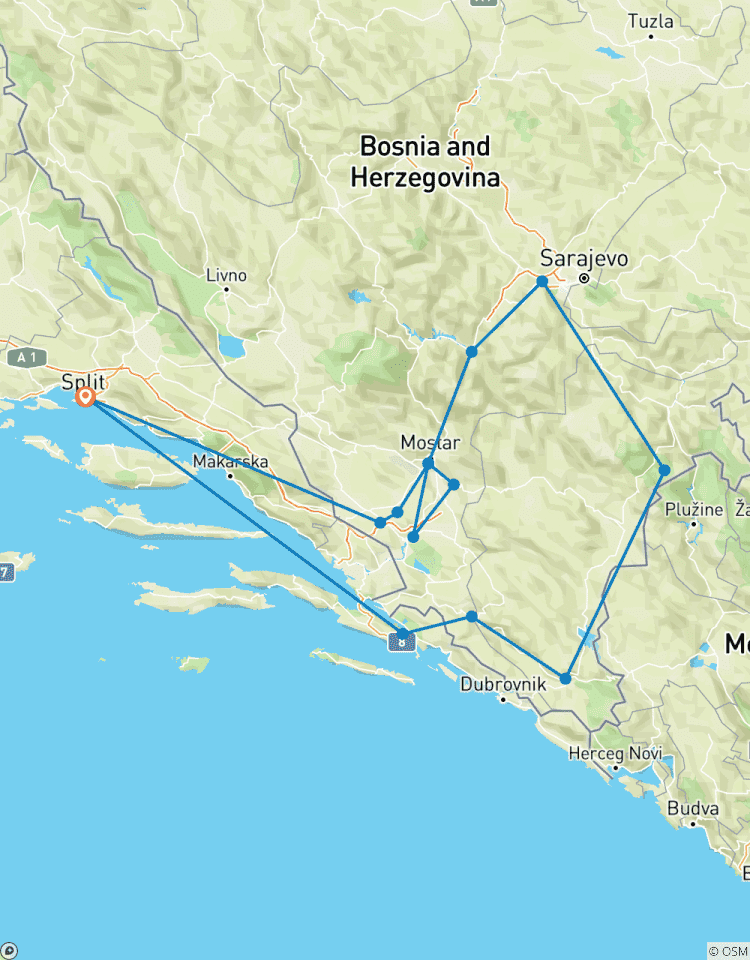 Alle seizoenen 6 dagen Bosnië slow travel ontdekkingsreis vanuit Split. Bezoek de belangrijkste bezienswaardigheden in Bosnië en geniet van de natuur, wijn, geschiedenis, cultuur en keuken.-rondreis