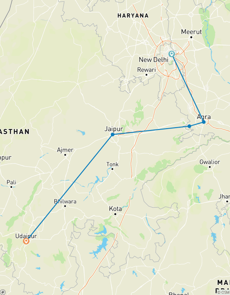Circuit de 7 jours dans le Triangle d\'Or avec Udaipur - Circuit à Delhi, Agra, Jaipur et Udaipur circuit