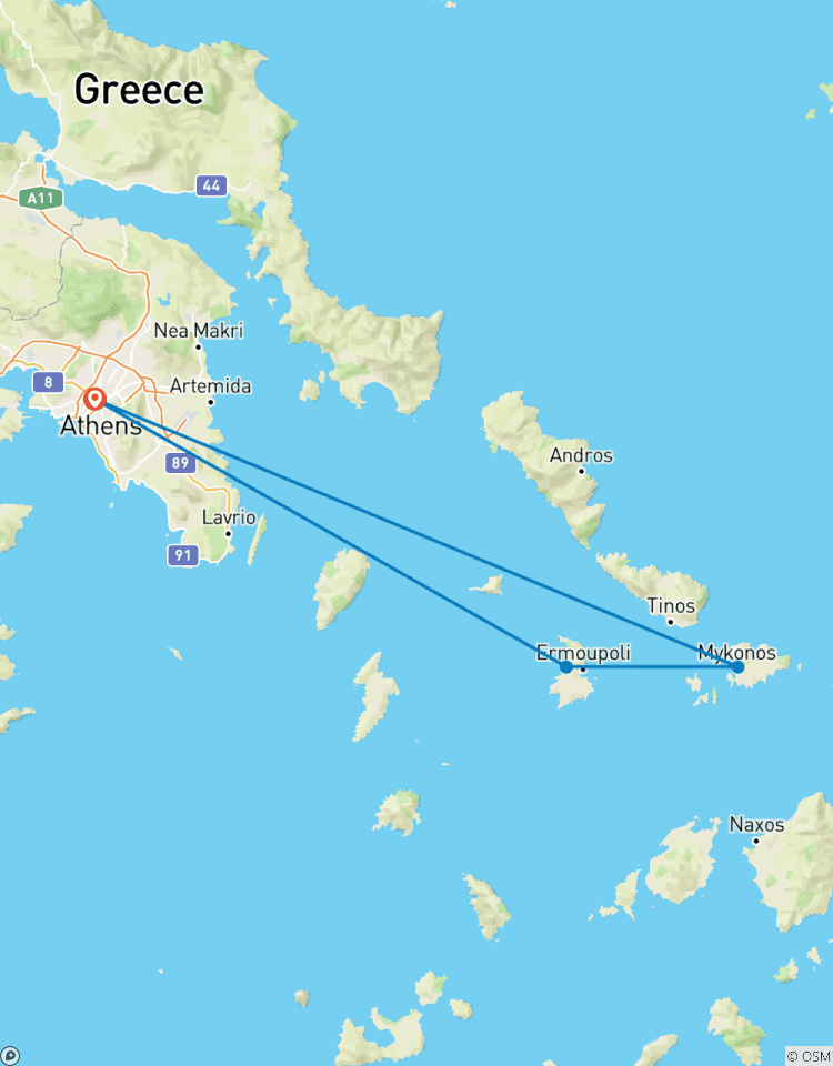 Athen, Syros & Mykonos Rundreise (Premium) - 7 Tage Rundreise