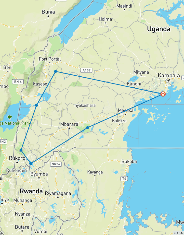 Safari abordable de 12 jours - piste des gorilles et des primates en Ouganda circuit