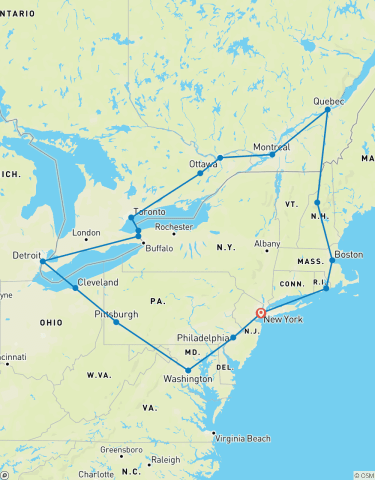 Flucht aus den östlichen USA & Kanada (17 Destinationen) Rundreise
