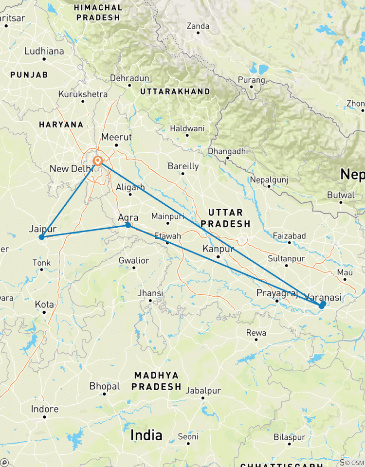 Golden Triangle with Varanasi – 4★ Hotels, Luxury Train Journey & Ganges Experience Tour