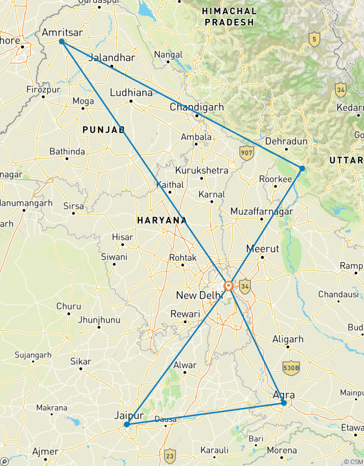 10 Tage Private Luxusreise Goldenes Dreieck mit Amritsar und Rishikesh Rundreise