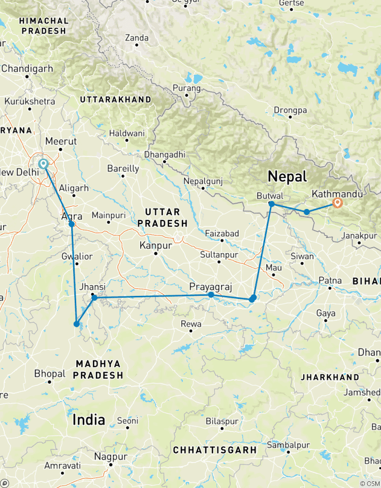 Delhi naar Kathmandu-rondreis