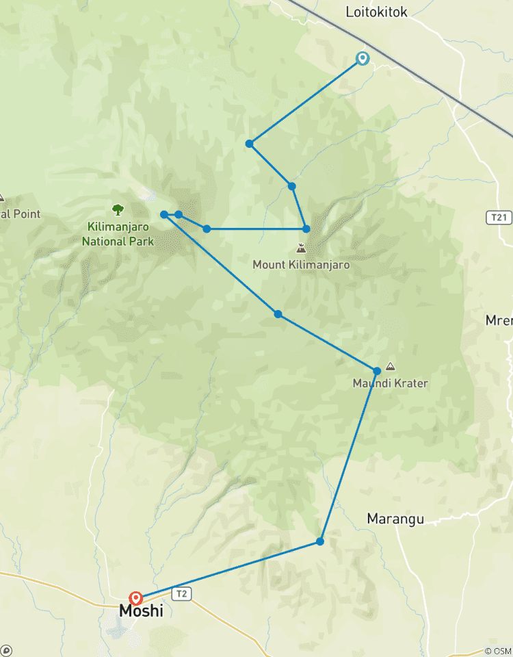 Circuito Kilimanjaro escalada ruta Rongai 6 días