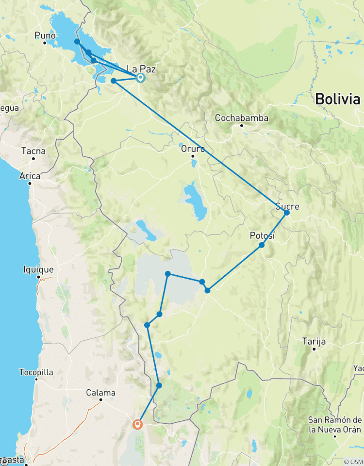 Forfait de 12 jours : De La Paz à Atacama, Chili : Découvrez La Paz, le lac Titicaca, Tihuanacu, Sucre, Potosi, Salar de Uyuni, Atacama. circuit
