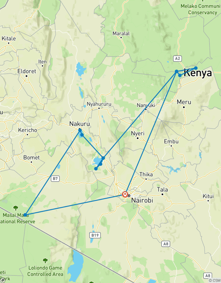 Masai Mara, Nakuru, Naivasha und Samburu Parks (mit kostenloser Abholung vom Flughafen und erster Nacht im After 40 Hotel in Nairobi) Safari - 7 Tage Rundreise